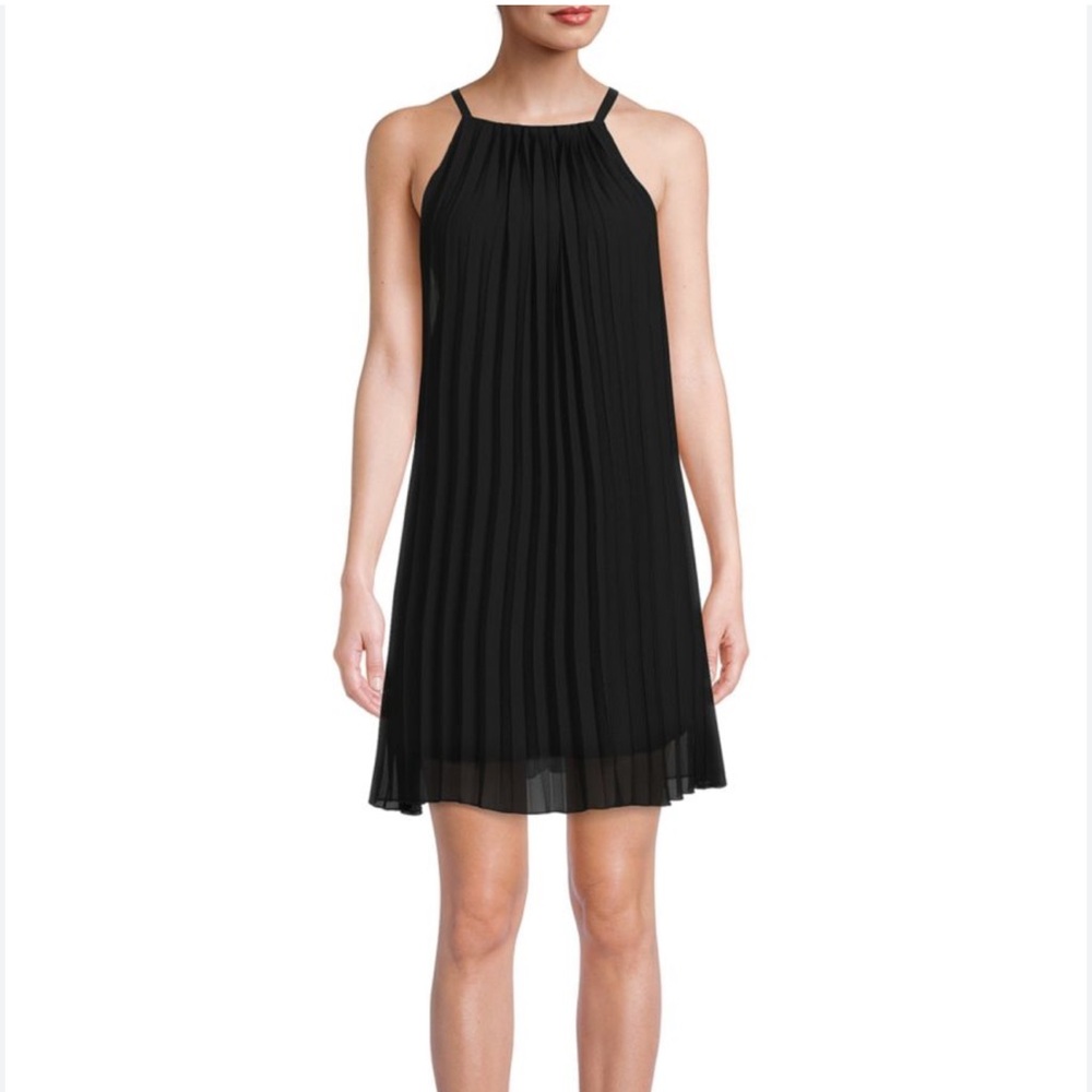 SAM EDELMAN Woman's Pleated Mini Slip Dress Black Party Size Large NWT
